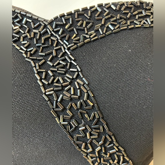 Vintage 1940’s Beaded Accent Wool Crepe Evening Gown - Picture 4 of 4